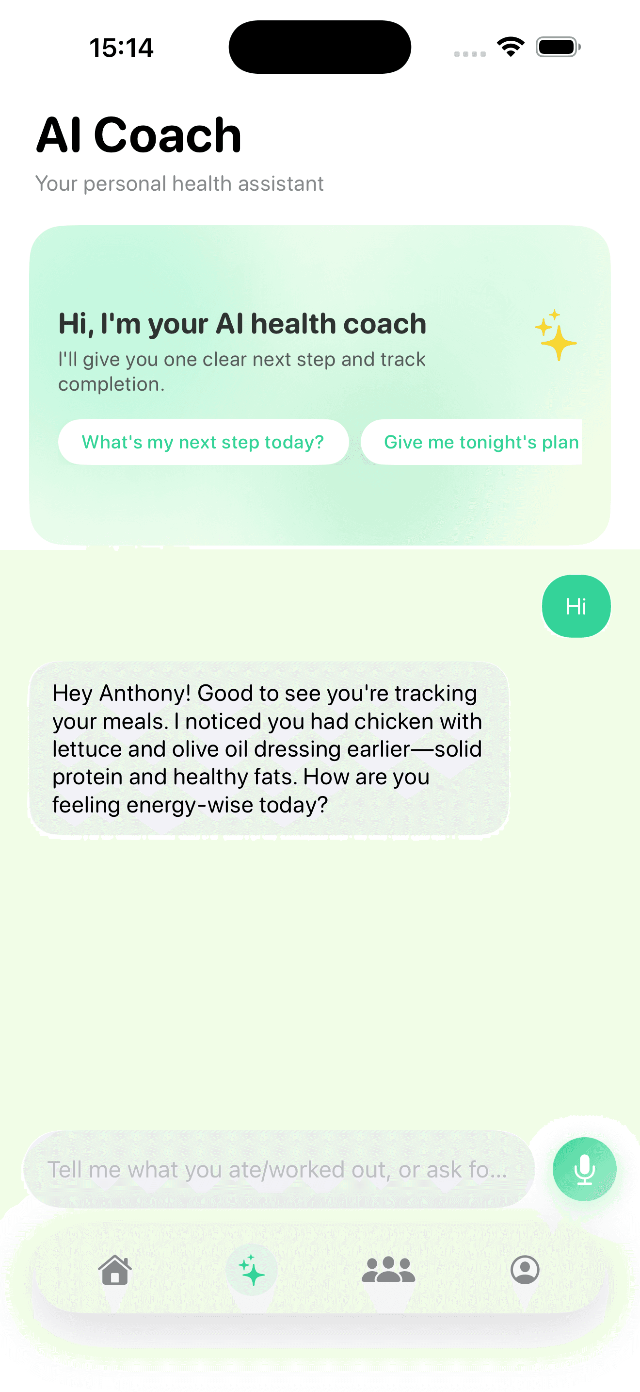 AI Coach conversation interface