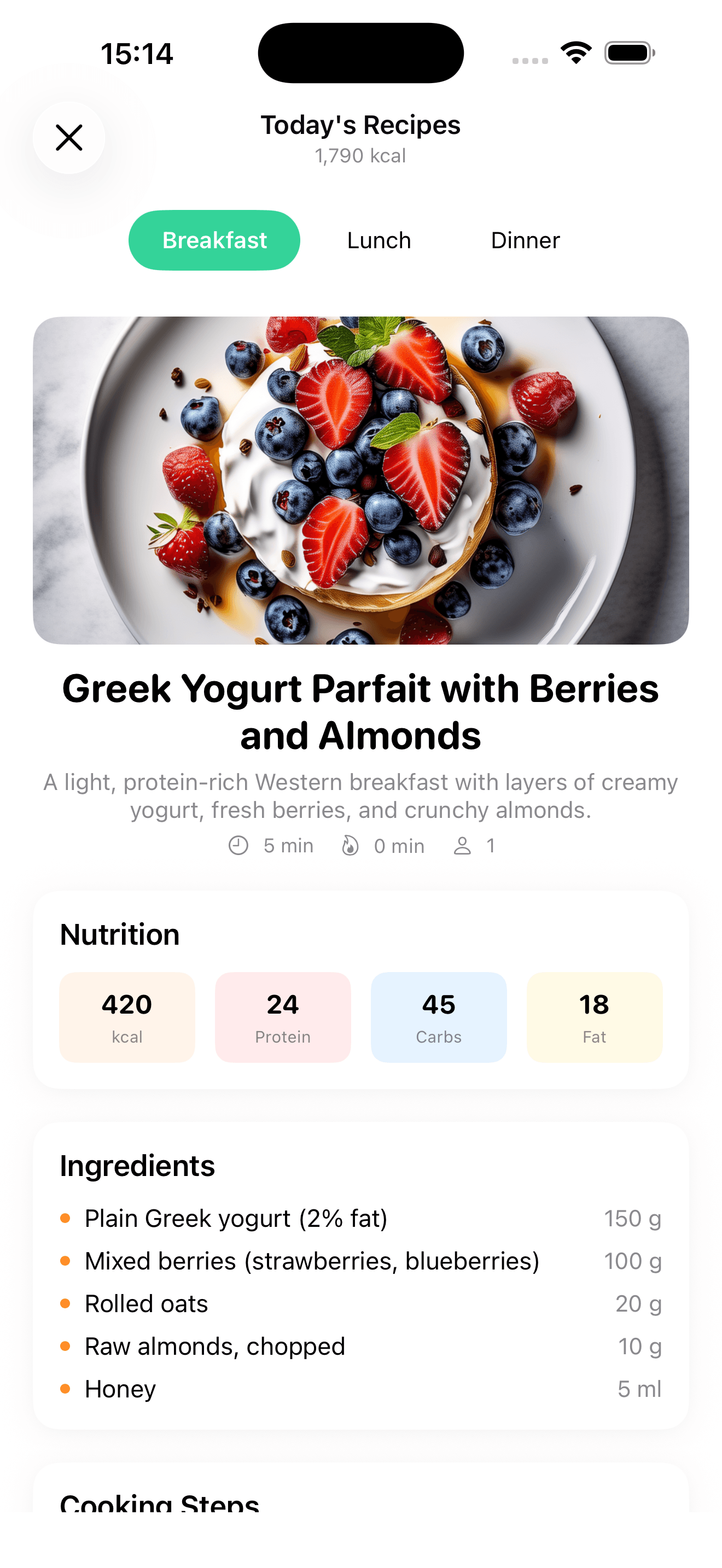 Recipe browsing and AI meal ideas